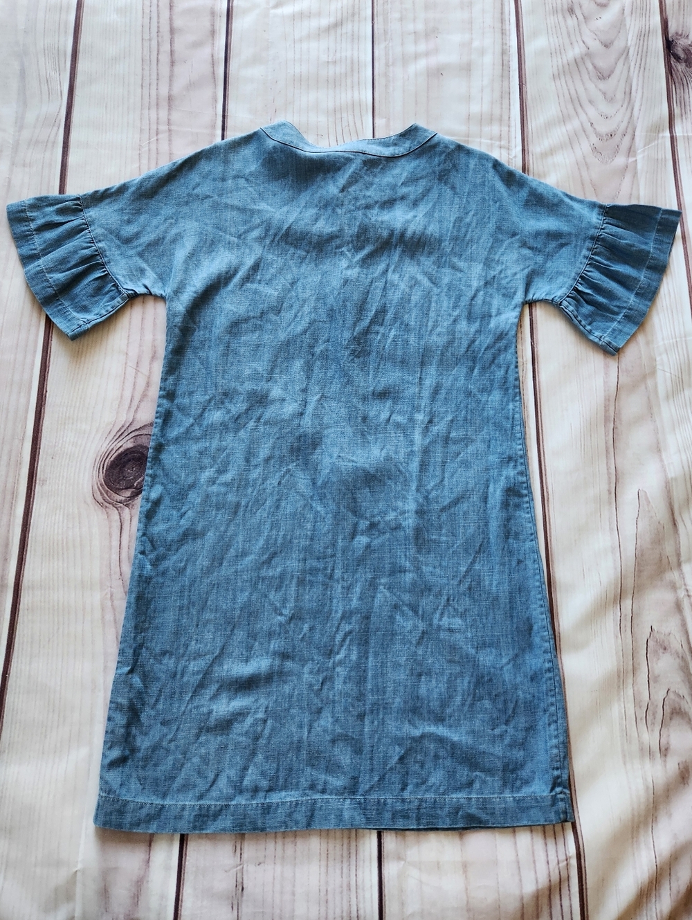NWT Vineyard Vines "Chambray Flutter Sleeve Lace Up Dress" Blue, Women's Size 0 - Picture 7 of 9